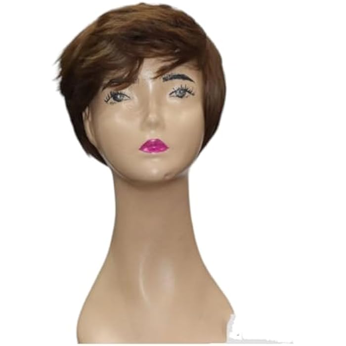 DILLARDS Short Pixie Cut Wig, Brown Synthetic Hair, Layered Style With Side Swept Bangs - Image 2